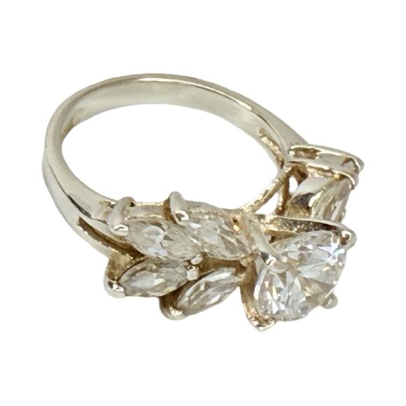 Lindeberg 925 Sterling Silver Zirconia Ring Sz 7 Marquise Round Cut Engagement - Picture 11 of 16